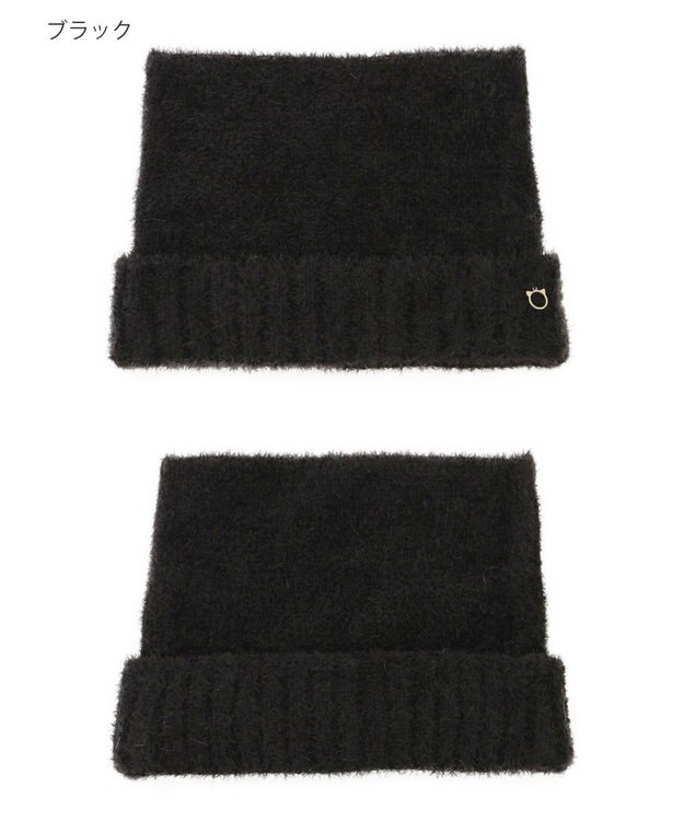 MOONBAT PAUL&JOE ACCESSOIRES(ポール&ジョー)ネコミミ シャギー ニット帽 ブラック