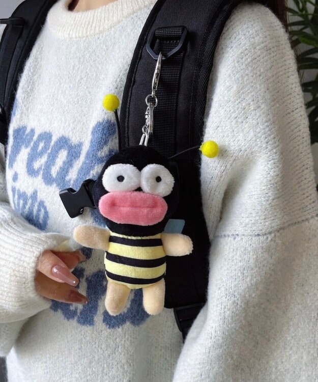 WEGO スリムたらこみつばちぬいぐるみキーホルダー ブラック