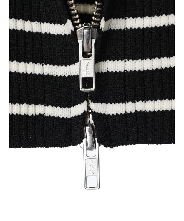 Green Parks ・ＥＬＥＮＣＡＲＥ　ＤＵＥ　Ｗ　ＺＩＰ　ボーダーカーデ Black