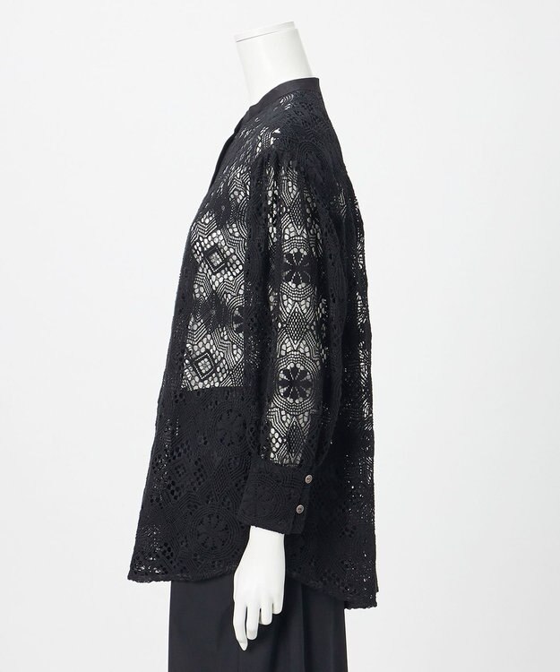 23区 【GOLD LABEL】モチーフレース シャツ ブラウス ブラック系