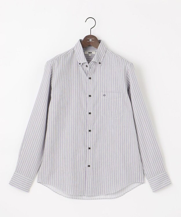 JOSEPH ABBOUD 【柔らか・光沢感】コットンビエラストライプ シャツ パープル系1