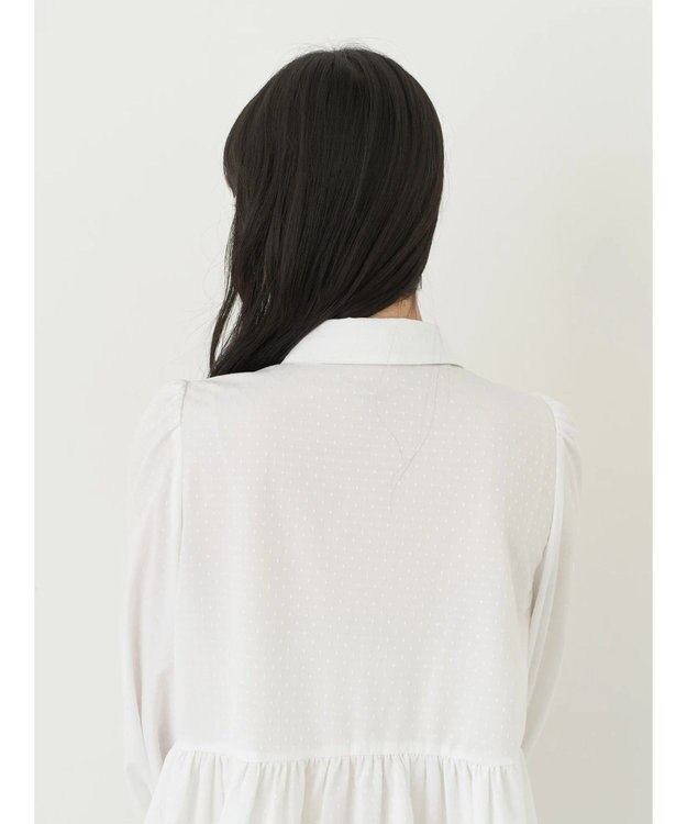 earth music&ecology リボン付き切り替えギャザーシャツチュニック Off White