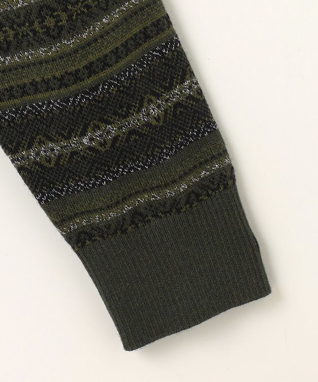 JOSEPH ABBOUD 【キングサイズ・イタリア糸使用/洗える】フェアアエルクルーネック ニット カーキ系7