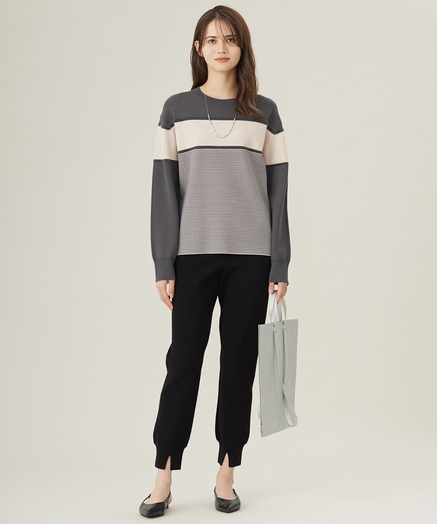 自由区 S 【セットアップ対応・洗える】レーヨンストレッチニットジョグ パンツ ブラック