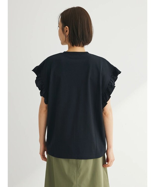 Green Parks ・ＤｏｕｂｌｅＦｌａｇｓ　フリルショルダープリントＴＥＥ Black