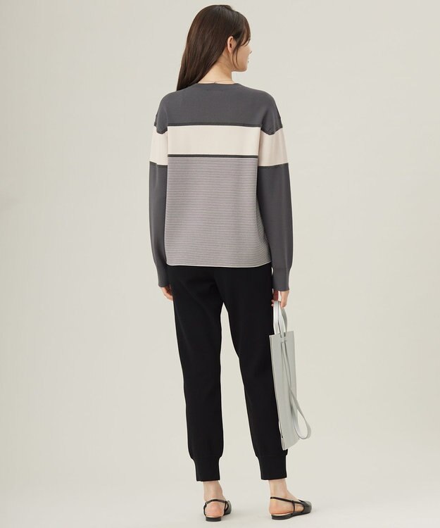 自由区 【セットアップ対応・洗える】レーヨンストレッチニットジョグ パンツ ブラック