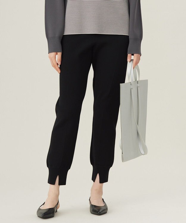 自由区 S 【セットアップ対応・洗える】レーヨンストレッチニットジョグ パンツ ブラック