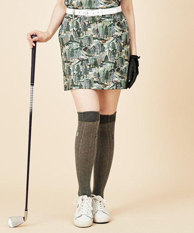 23区GOLF 【WOMEN】キャンピングカモ柄プリントカルゼ スカート グリーン系5