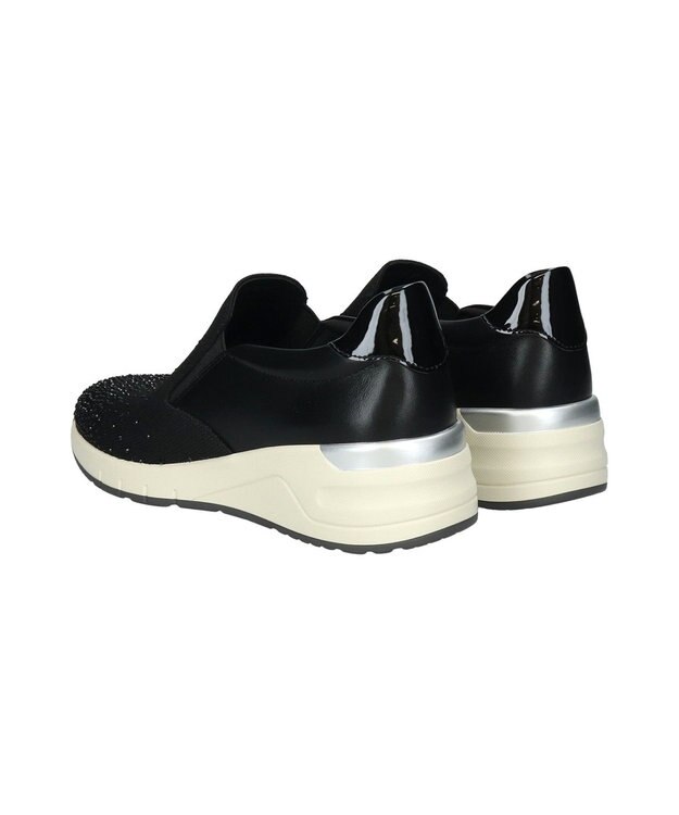 Bridget Birkin 【Round About】ラインストーンアクセントスリッポンスニーカー ブラック