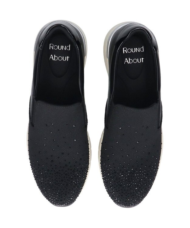 Bridget Birkin 【Round About】ラインストーンアクセントスリッポンスニーカー ブラック