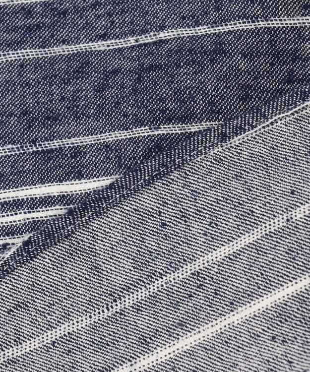 JOSEPH ABBOUD MOUNTAIN 【SPACE／UNISEX】OGスラブシャンブレーマルチボーダー シャツ サックスブルー系1