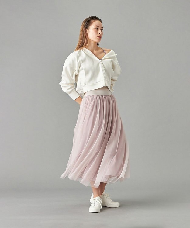 Chacott チュールスカート グレイッシュライラック