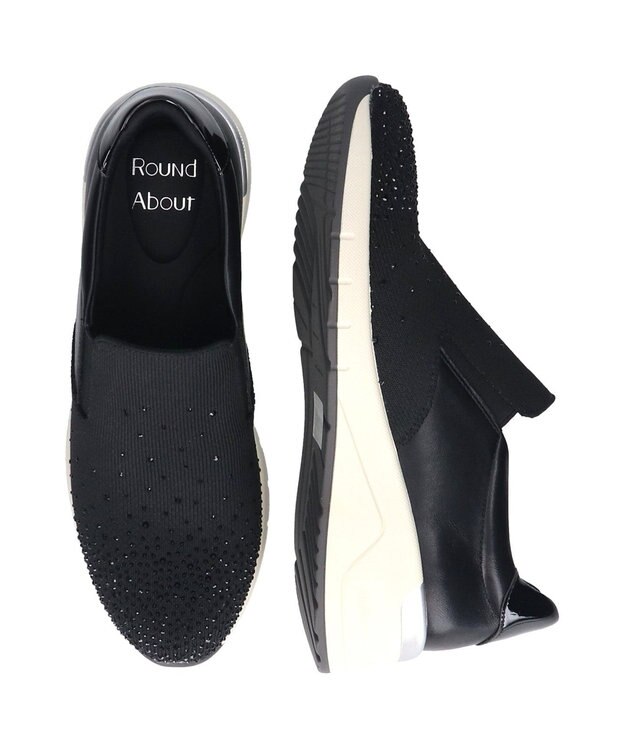 Bridget Birkin 【Round About】ラインストーンアクセントスリッポンスニーカー ブラック