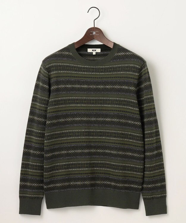 JOSEPH ABBOUD 【イタリア糸使用/洗える】フェアアエルクルーネック ニット カーキ系7