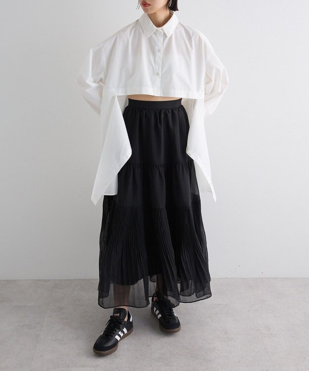 Green Parks エアリーティアードスカート Black