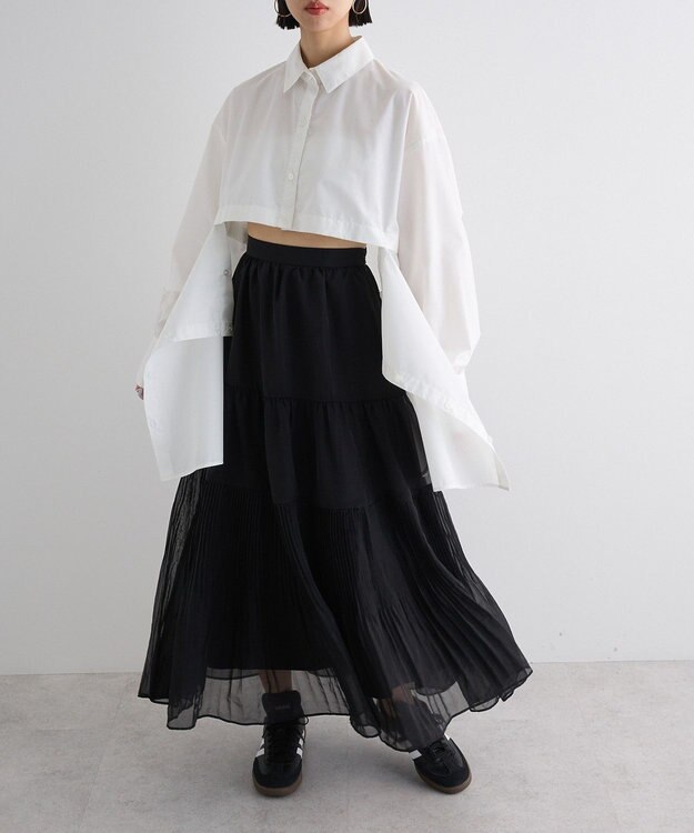 Green Parks エアリーティアードスカート Black