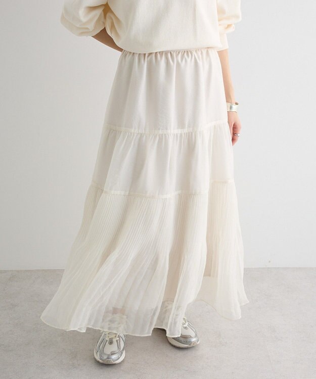 Green Parks エアリーティアードスカート Off White