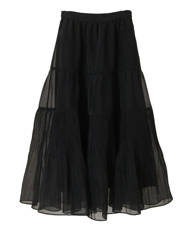 Green Parks エアリーティアードスカート Black