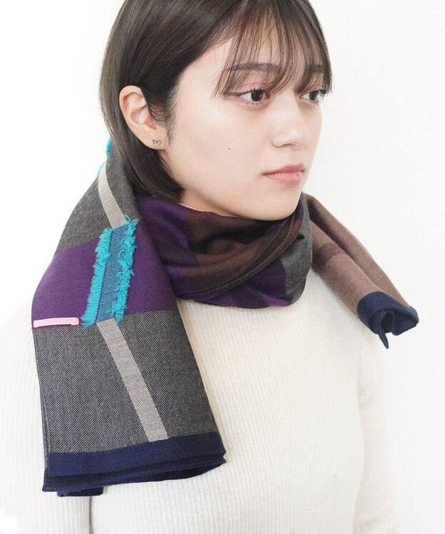 POLS ウールカットジャカードストール ベージュ