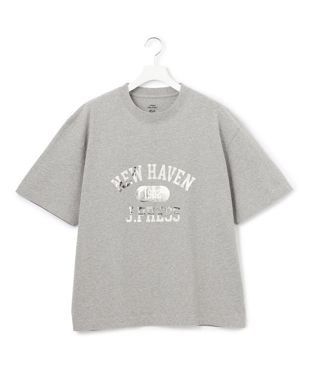J.PRESS YORK STREET 【UNISEX】フォトプリント Tシャツ ”College Logo” ライトグレー系