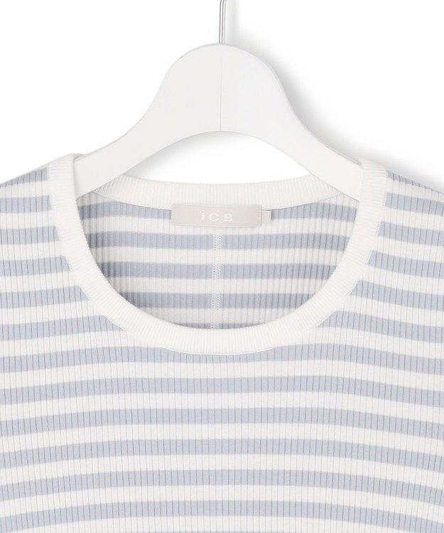 ICB 4×2リブ プルオーバーカットソー ライトデニムボーダー