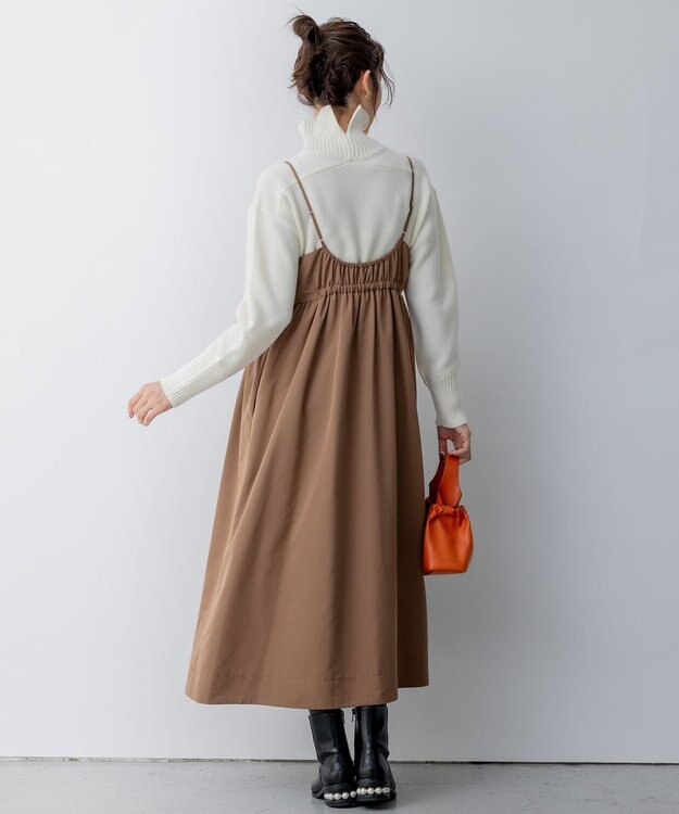 組曲 S 【洗える】タフタギャザーキャミソールワンピース ブラウン系