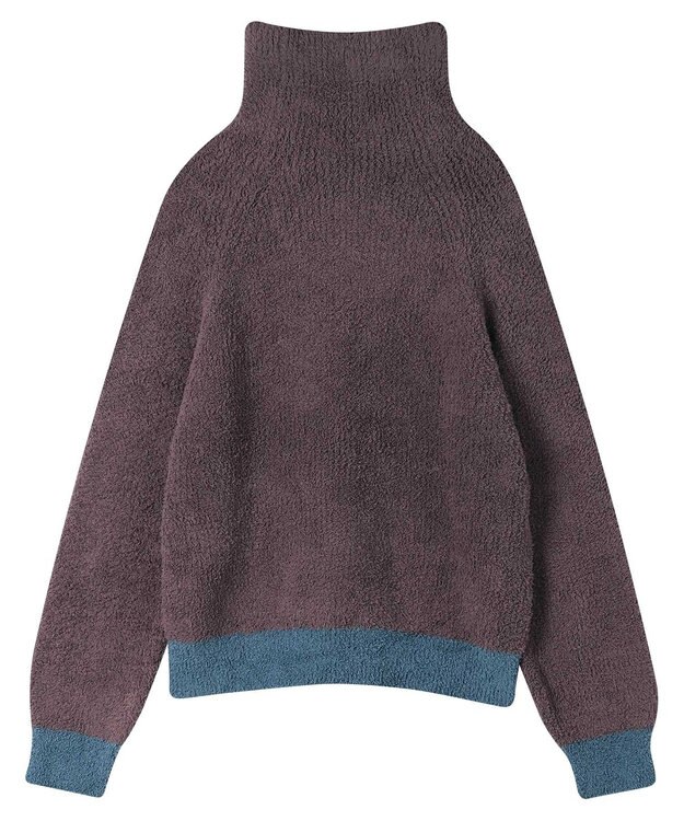 une nana cool カラーブロッキング　タートルネックプルオーバー ブラウン
