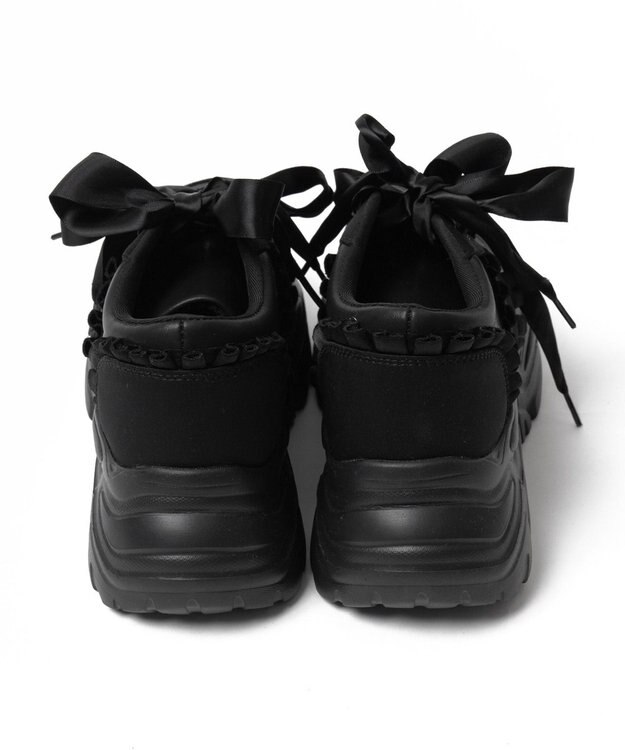 WEGO ダブルリボン厚底ダッドスニーカー ブラック