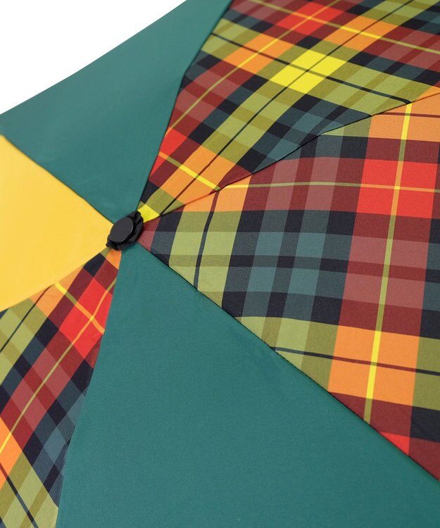 +RING 【UVカット90%以上】【簡単開閉】【数量限定】レディース向け  晴雨兼用折傘 53cm GRN-CHK T1253 緑