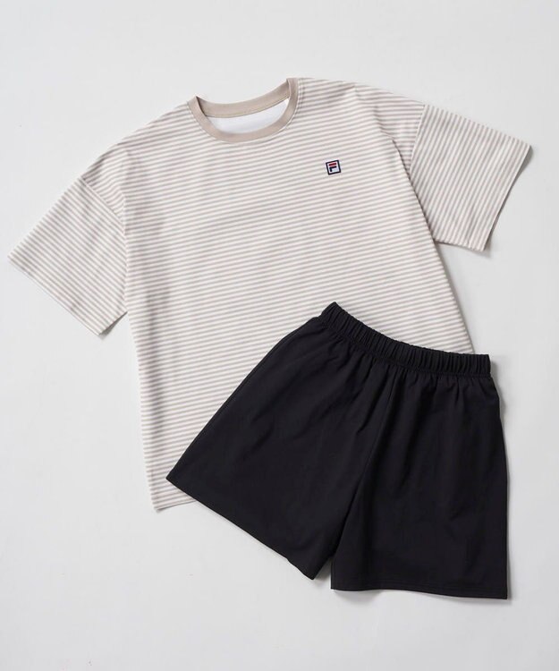 OP／FILA 【FILA】ボーダーラッシュスーツ ベージュ