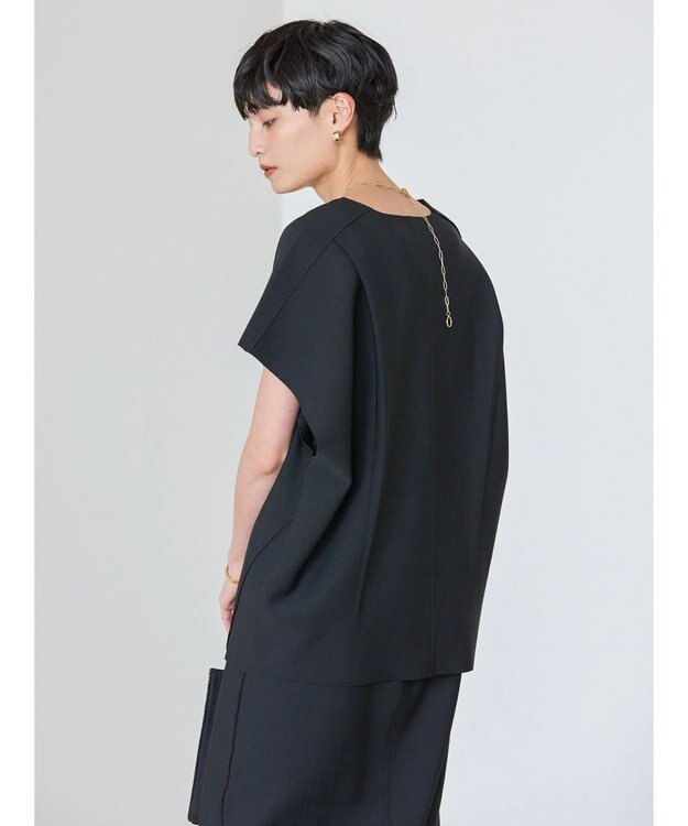 AMERICAN HOLIC クレープジョーゼットＶネックベスト Black