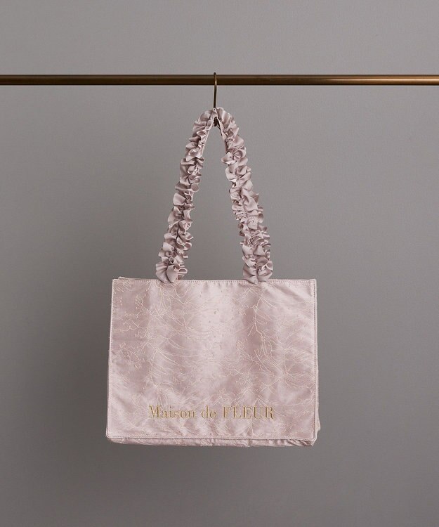 Maison de FLEUR レースフリルハンドルスクエアトートＭバッグ Pink