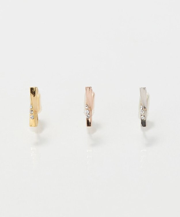 Phoebe 【金属アレルギー対応】【痛くないシリーズ】ツイストバービジューライトフィットイヤリング　シルバー シルバー