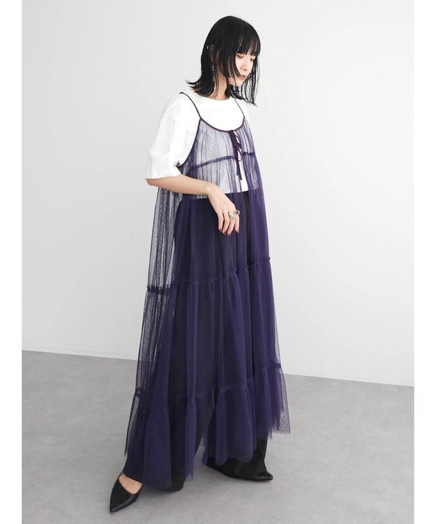 Green Parks ・ＥＬＥＮＣＡＲＥ　ＤＵＥ　２ｗａｙチュールキャミワンピ Purple