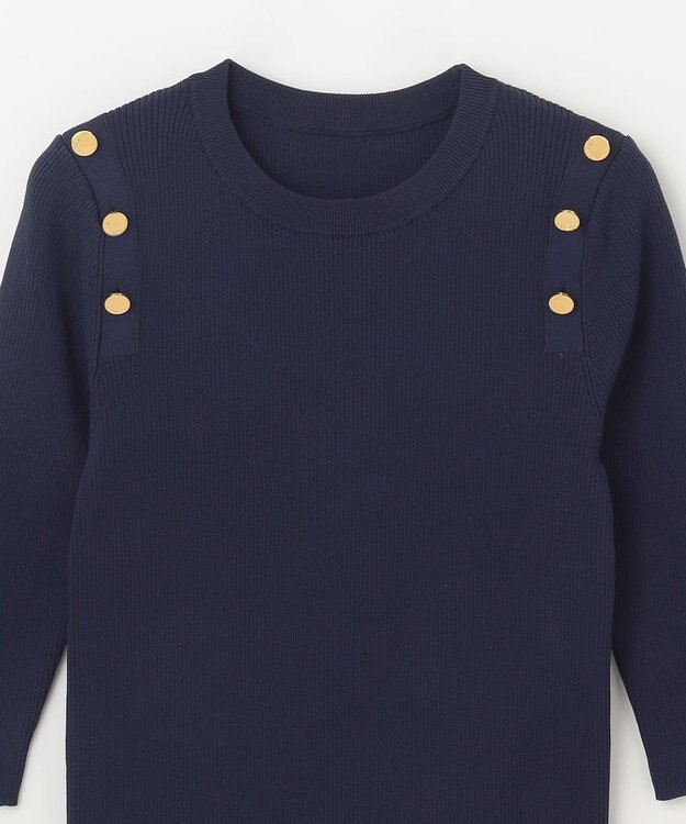 GRACE CONTINENTAL メタル釦リブニットトップ ネイビー