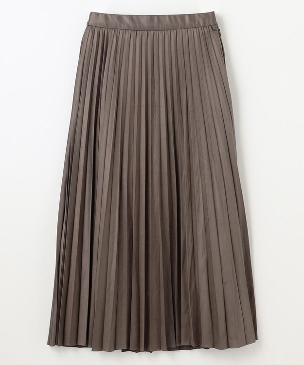 ANY 【ウエストゴム】レザーライクプリーツスカート ブラウン