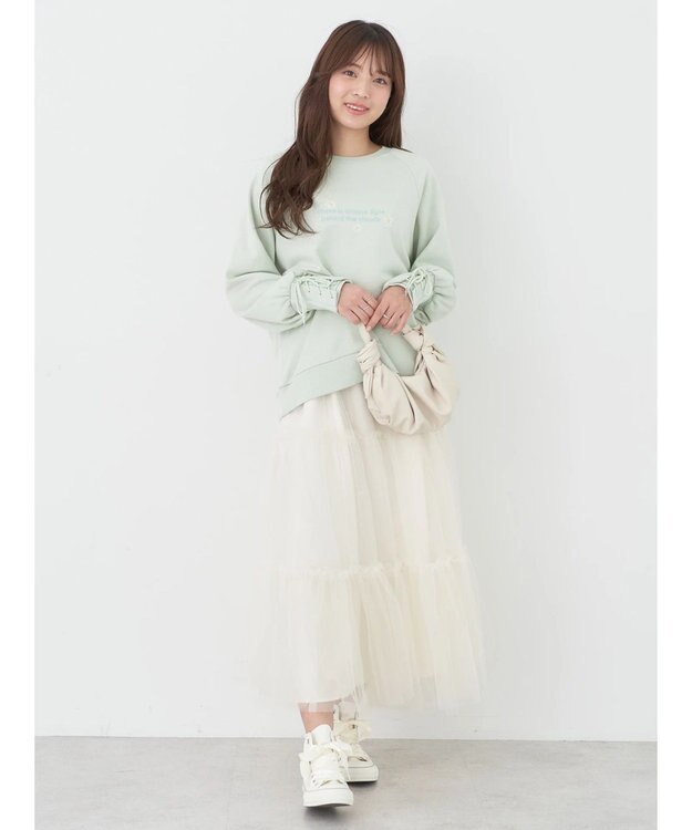 earth music&ecology 袖レースアップウラケプルオーバー Mint