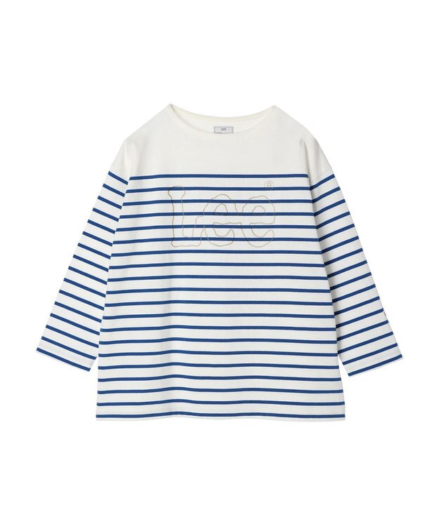 earth music&ecology Ｌｅｅ×ｅ．ｍ．ａ．ｅ　ＢＯＲＤＥＲ　Ｌ／Ｓ　ＴＥＥ Blue