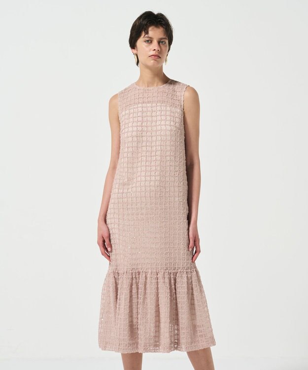 GRACE CONTINENTAL チュールチェックワンピース ベージュ