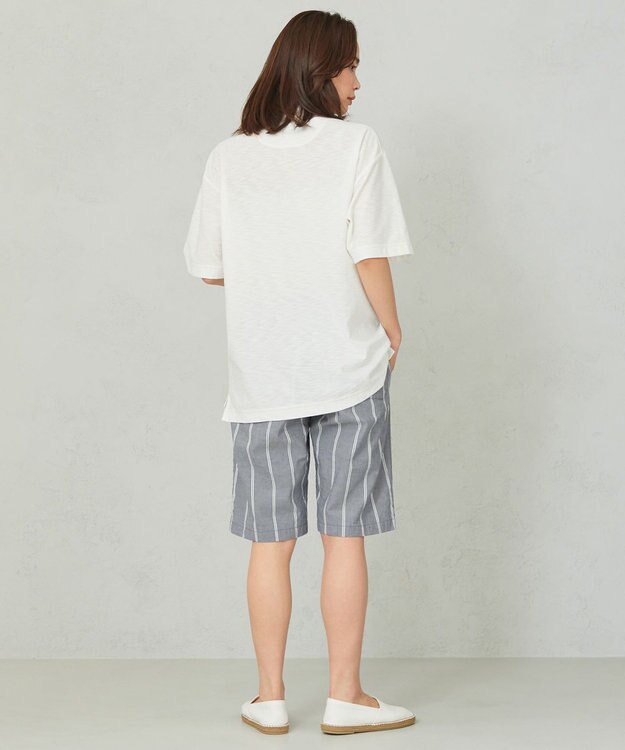 JOSEPH ABBOUD MOUNTAIN 【SPACE／UNISEX】JOE COTTONワイドストライプ ハーフパンツ ネイビー系2