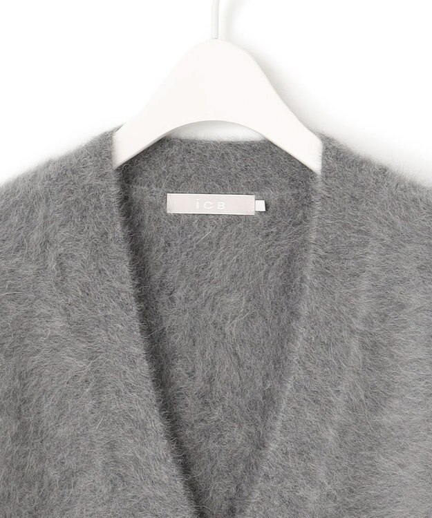 ICB L フォックスアルパカニット Vネックカーディガン ライトグレー系