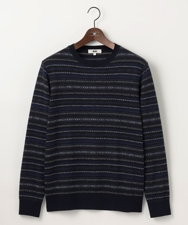 JOSEPH ABBOUD 【イタリア糸使用/洗える】フェアアエルクルーネック ニット ネイビー系7