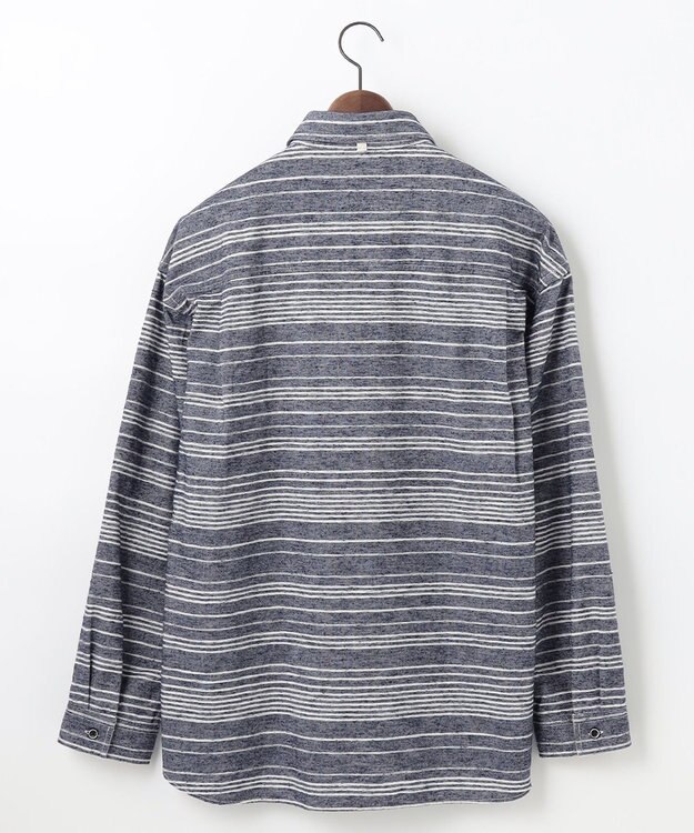 JOSEPH ABBOUD MOUNTAIN 【SPACE／UNISEX】OGスラブシャンブレーマルチボーダー シャツ サックスブルー系1