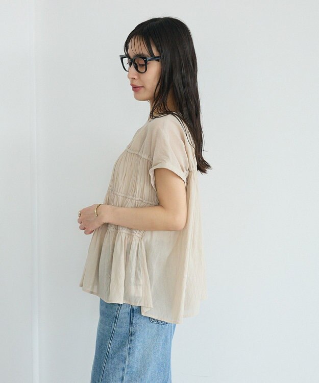 CRAFT STANDARD BOUTIQUE ヴィンテージボイルギャザーブラウス Light Beige