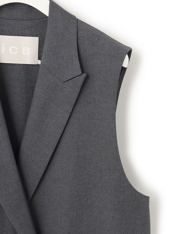 ICB 【セットアップ対応・洗える】 LooseWeave ロングジレ チャコール系