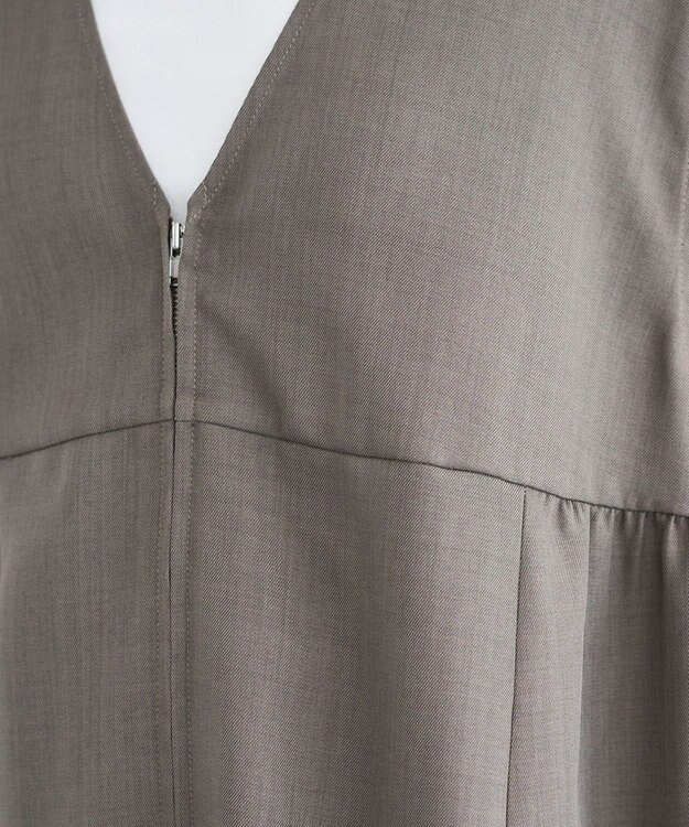 Green Parks 麻調ミディ丈ＺＩＰベスト Brown