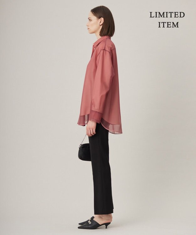 ICB 【WEB限定・洗える】キュプラハイパワーストレッチ セミフレアパンツ ブラック系