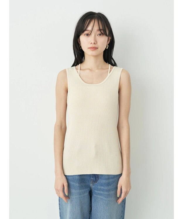 earth music&ecology レイヤリングニットタンクトップ Ivory