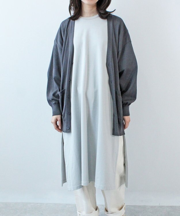 WHITE MAILS PAPER KNIT V-NECK CARDIGAN チャコールグレー
