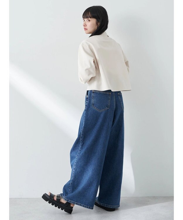 earth music&ecology ジップショートシャツ Light Gray